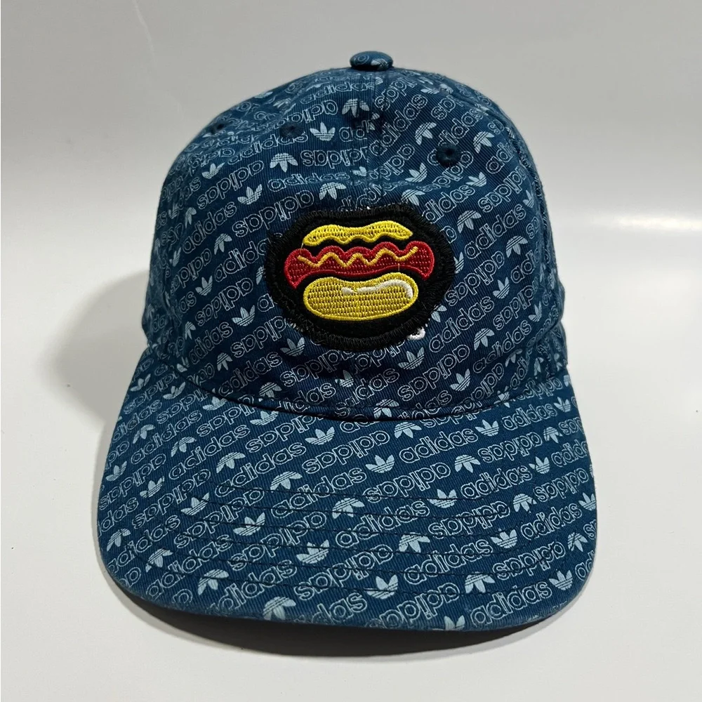 ADIDAS All Over Logo Women's Fit Strapback Hat OSFW W/ Hotdog Patch - Picture 1 of 8